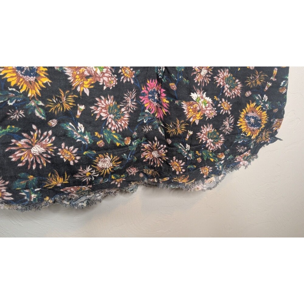 Natural Life Womens Med Black Floral Cotton Gauze Puff Sleeve Sienna Mini Dress - Picture 4 of 8